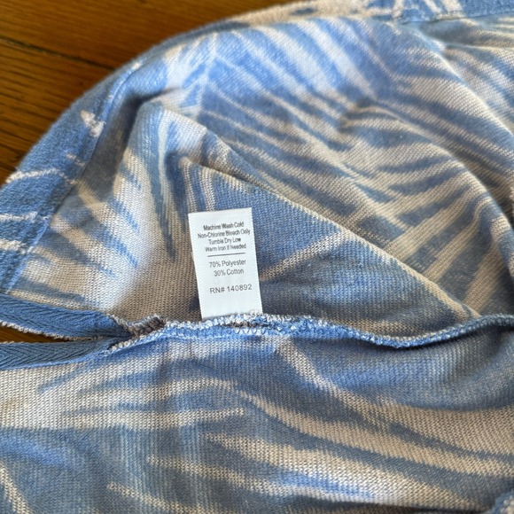 Marine Layer Men's Terry Cloth Palm Print Button-Up Shirt Blue White Size Large - Picture 10 of 11